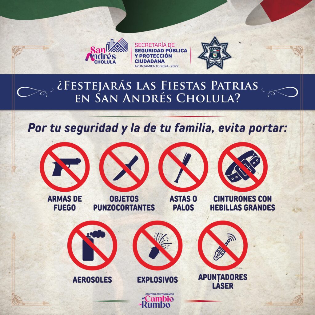 Despliega San Andrés Cholula Operativo de Seguridad “Fiestas Patrias 2025”