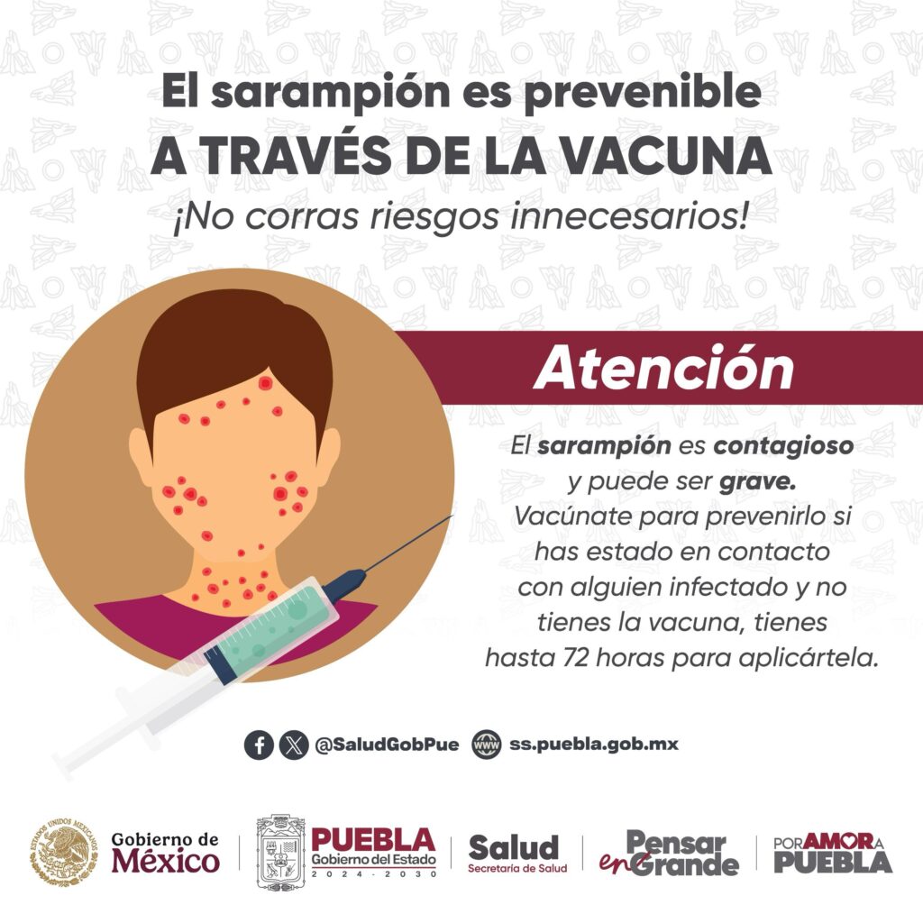 Secretaría de Salud refuerza vigilancia epidemiológica por segundo caso de sarampión en Puebla