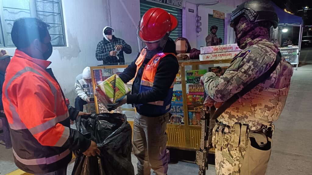 Decomisan 100 Kilogramos de pirotecnia ilegal en operativo «Navidad Segura» en Huejotzingo