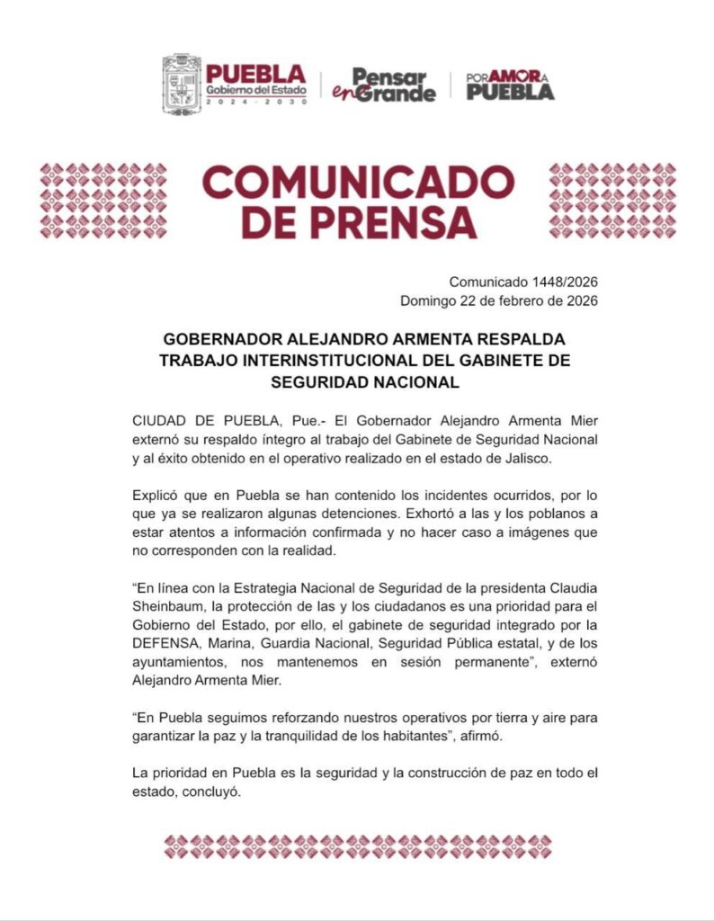 GOBERNADOR ALEJANDRO ARMENTA RESPALDA TRABAJO INTERINSTITUCIONAL DEL GABINETE DE SEGURIDAD NACIONAL