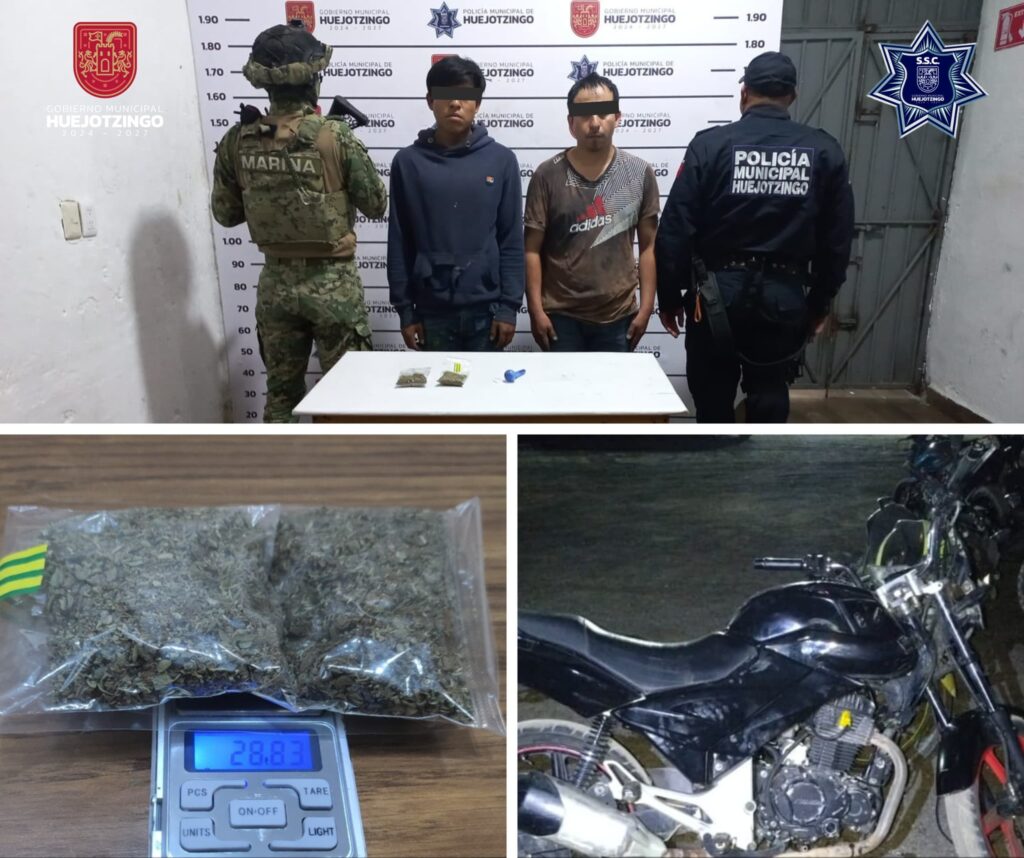 SSC DE HUEJOTZINGO DETIENE A PRESUNTOS RESPONSABLES DE INTENTAR QUEMAR TIENDA DE CONVENIENCIA Y AL LÍDER DE «LOS PAÑALES»