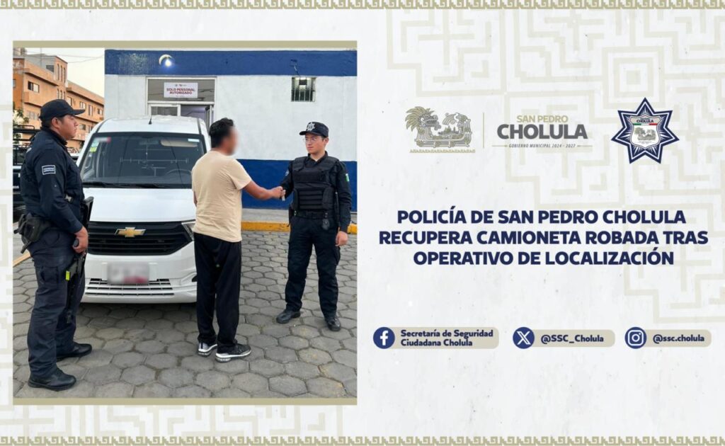 Policía de San Pedro Cholula recupera camioneta robada tras operativo de localización