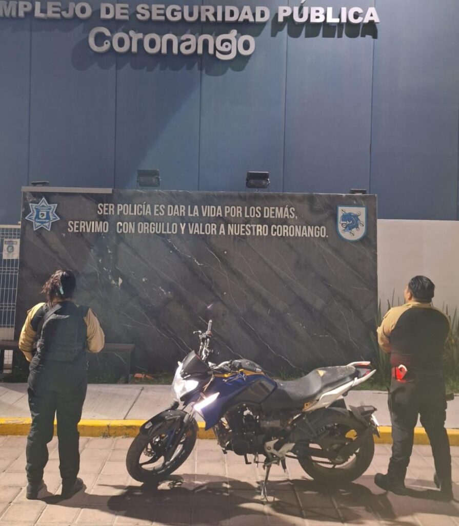 Recupera Policía Municipal motocicleta con reporte de robo en Coronango