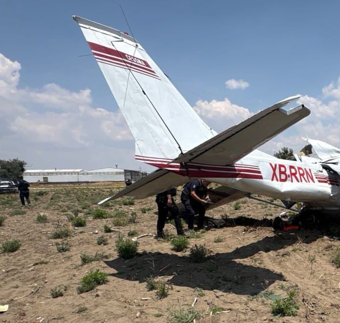 Protección Civil labora en accidente de aeronave