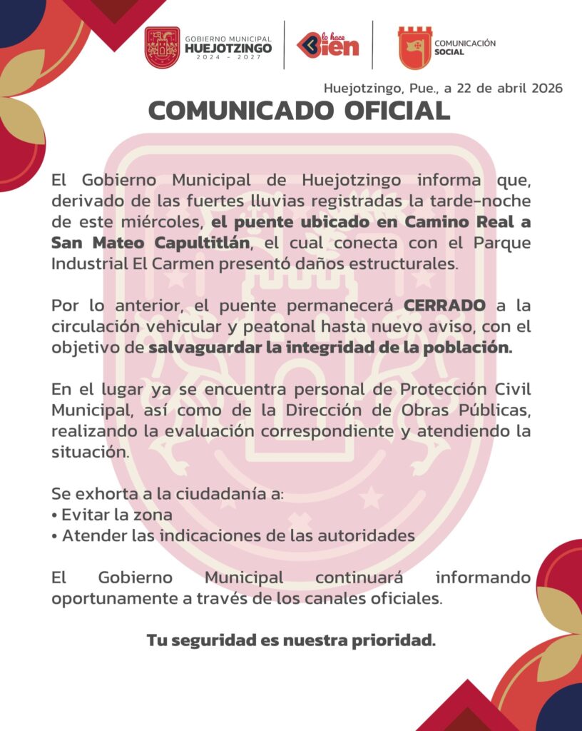 Cierre total en Camino Real a San Mateo por desbordamiento de río en Huejotzingo