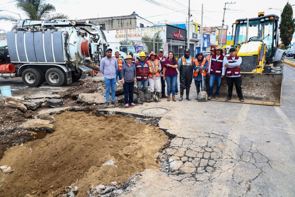 Atiende Gobierno de Tonantzin Fernández hundimiento en San Matías Cocoyotla y pone en marcha reparación integral del sistema pluvial