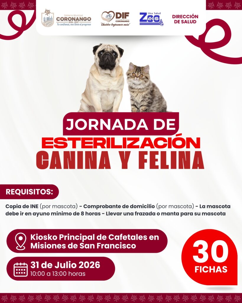 Realizará DIF Municipal dos jornadas gratuitas de esterilización canina y felina