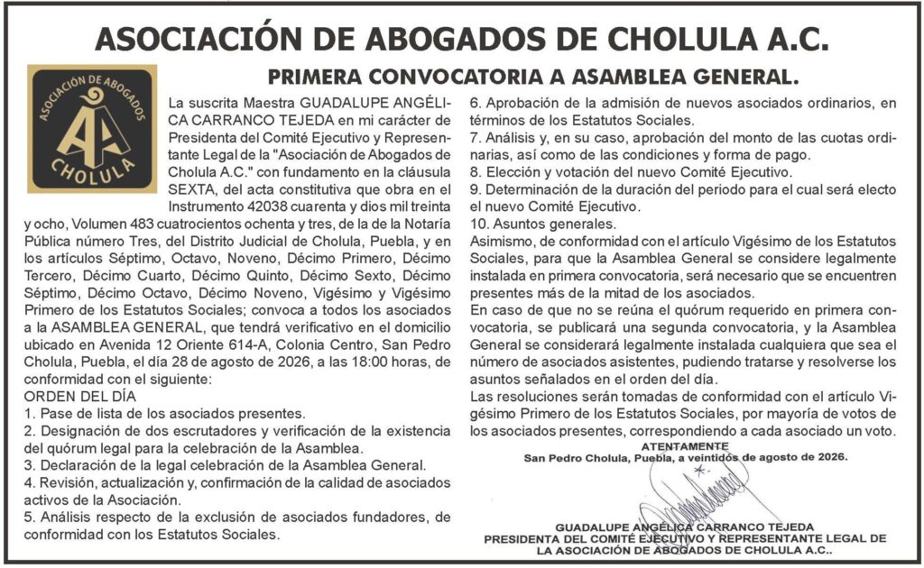 ASOCIACIÓN DE ABOGADOS DE CHOLULA A.C.