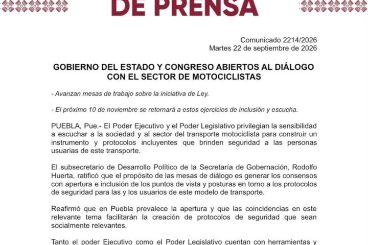 GOBIERNO DEL ESTADO Y CONGRESO ABIERTOS AL DIÁLOGO CON EL SECTOR DE MOTOCICLISTAS