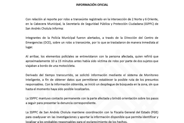 INFORMACIÓN OFICIAL