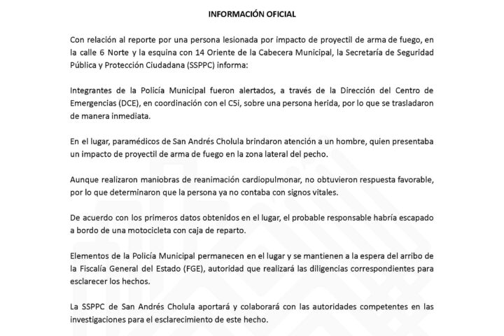 INFORMACIÓN OFICIAL