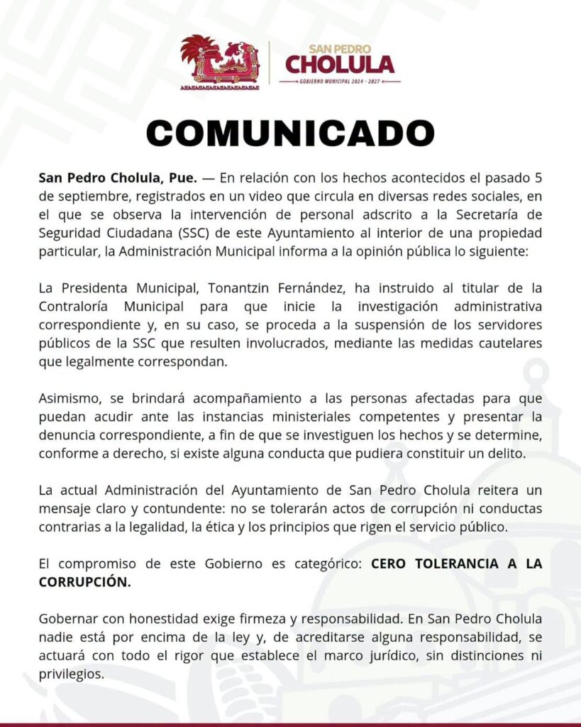 En San Pedro Cholula tenemos una convicción clara:nadie está por encima de la ley.