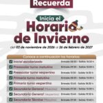 Inicia el horario de invierno para escuelas de educación básica