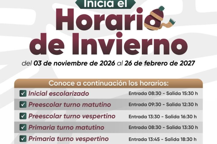 Inicia el horario de invierno para escuelas de educación básica