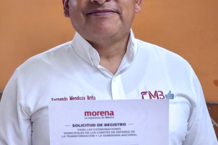 Se registra Fernando Mendoza Brito en busca de la Coordinación Municipal de la Cuarta Transformación en Huejotzingo