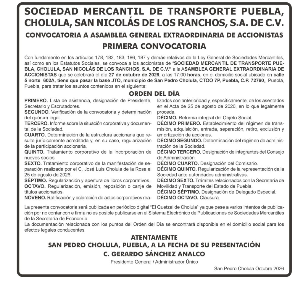 CONVOCATORIA OFICIAL