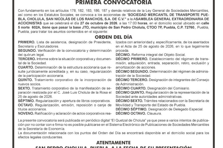 CONVOCATORIA OFICIAL