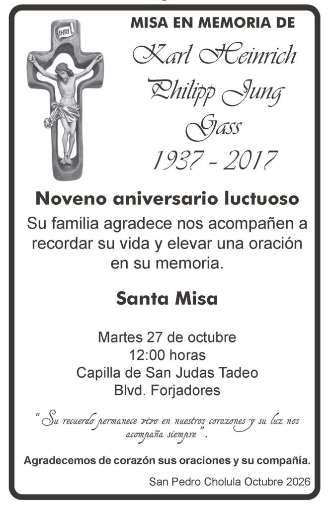 En recuerdo de Karl Heinrich Philipp Jung Gass (1937–2017).