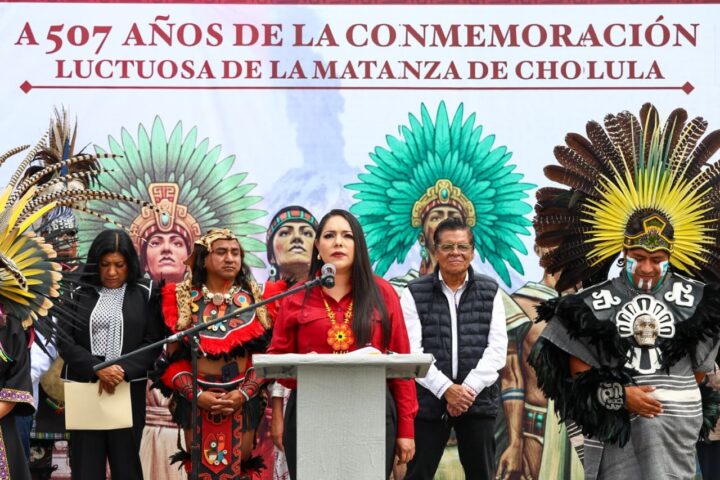 Encabeza Tonantzin Fernández ceremonias cívica y prehispánica conmemorativas de los 507 años de la Matanza de Cholula